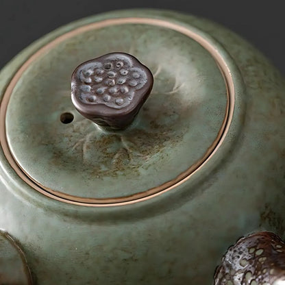 6-Piece Japanese Ceramic Teapot Set | Teapot: 6.1 × 3.6 in | Petal Side Grip Gongfu Tea Set | With Drainable Tray | Brick by Brick