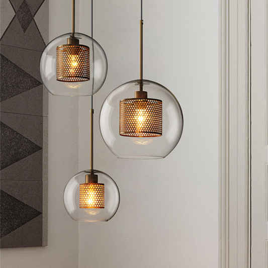 Elegant Glass Pendant Lamp | Gold or Silver | Adjustable Hanging Light | Contemporary Home Lighting | Brick by Brick