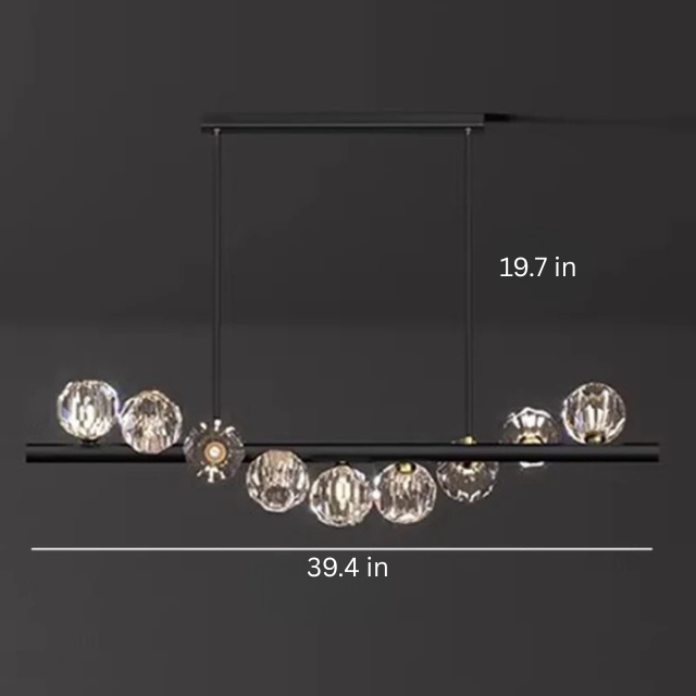 Luxury Modern Pendant Lamp | L31.5-70.8 in x 19.7 in | Ceiling Chandelier with Crystals | Multi-Head LED Lighting | Brick by Brick