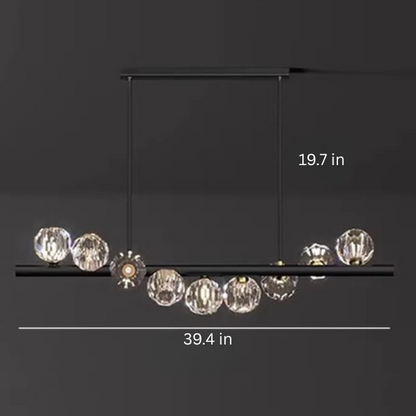 Luxury Modern Pendant Lamp | L31.5-70.8 in x 19.7 in | Ceiling Chandelier with Crystals | Multi-Head LED Lighting | Brick by Brick