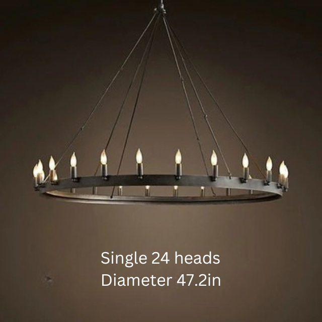 Vintage Industrial Iron Pendant Lamp | 12 - 33 Heads | Round Retro Chandelier | LED Compatible Droplight for Home Café Restaurant | Brick by Brick