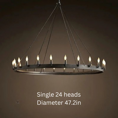 Vintage Industrial Iron Pendant Lamp | 12 - 33 Heads | Round Retro Chandelier | LED Compatible Droplight for Home Café Restaurant | Brick by Brick