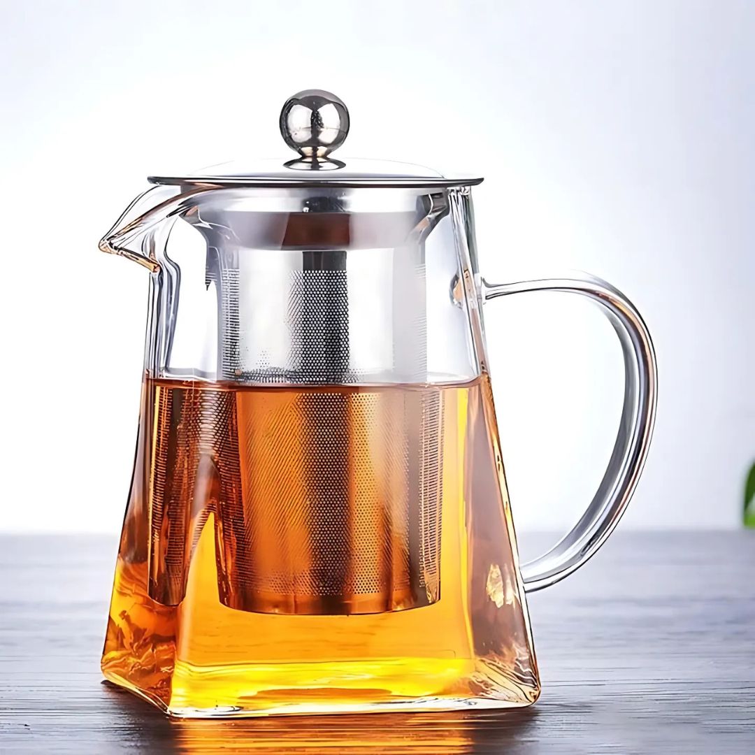 Borosilicate Glass Teapot | 350 - 950ml | Heat-Resistant Loose Leaf Teapot with Infuser | Modern Glass Teapot | Brick by Brick