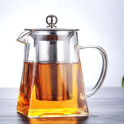 Borosilicate Glass Teapot | 350 - 950ml | Heat-Resistant Loose Leaf Teapot with Infuser | Modern Glass Teapot | Brick by Brick