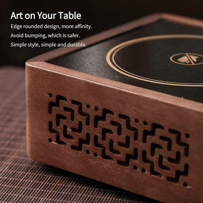 Walnut Electronic Tea Stove | 7.0 in × 6.4 in × 2.9 in | Adjustable Heating | Far-Infrared | Brick by Brick