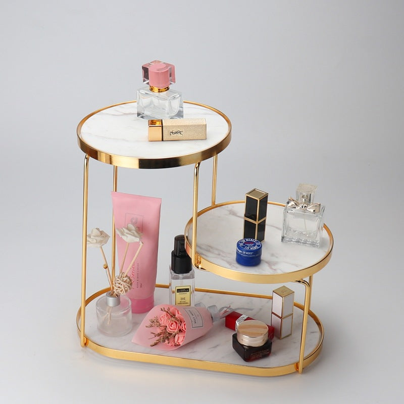 Luxury Marble Tiered Tray | Oval Base | Gold-Finish | Decorative & Serving | Brick by Brick