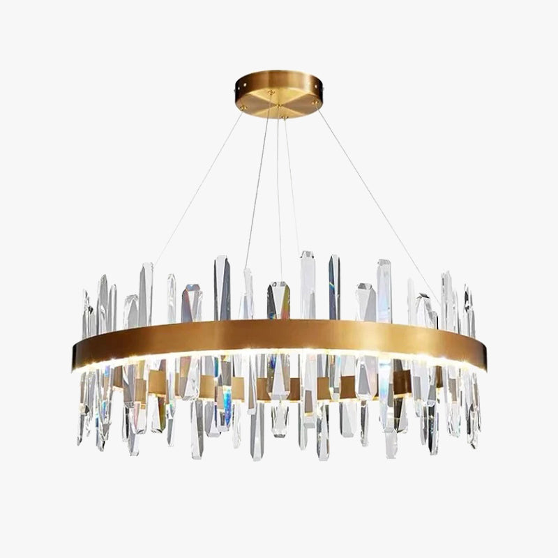 Modern Crystal Chandelier | 31.5" x 11.8" | LED | Gold Plated | Adjustable Pendant | Brick by Brick