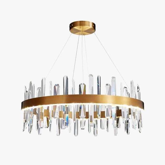 Modern Crystal Chandelier | 31.5" x 11.8" | LED | Gold Plated | Adjustable Pendant | Brick by Brick