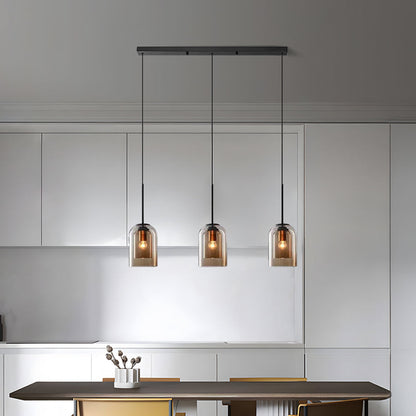 Double Layer Pendant Light | H8.66 in | Modern Glass Ceiling Fixture | Minimalist Small Hanging Lamp | Brick by Brick