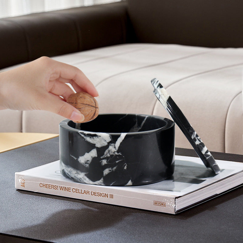Nero Marquina Marble Jewelry Box |  5.9 × 3 in | Black Stone | White Veining | Brick by Brick
