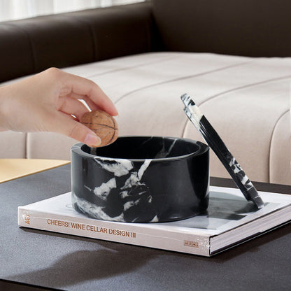Nero Marquina Marble Jewelry Box |  5.9 × 3 in | Black Stone | White Veining | Brick by Brick