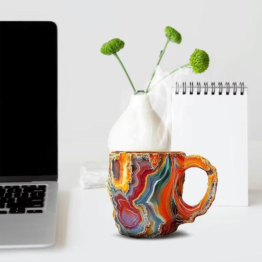 Mineral Crystal Coffee Mugs | Gemstone Texture Glass | Height 2.95 in | 355–444 ml | Brick by Brick