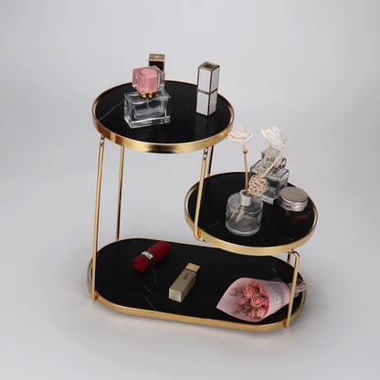Luxury Marble Tiered Tray | Oval Base | Gold-Finish | Decorative & Serving | Brick by Brick