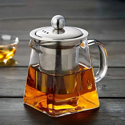 Borosilicate Glass Teapot | 350 - 950ml | Heat-Resistant Loose Leaf Teapot with Infuser | Modern Glass Teapot | Brick by Brick