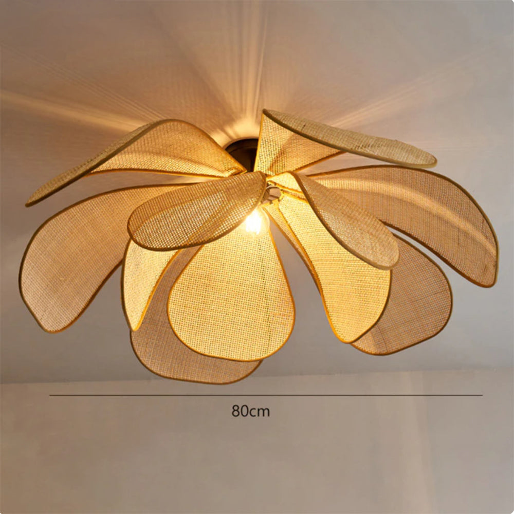 Rattan Petal Pendant Light | H11.02 in | Rustic Boho Ceiling Lamp | Natural Handmade Lighting | Brick by Brick