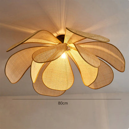 Rattan Petal Pendant Light | H11.02 in | Rustic Boho Ceiling Lamp | Natural Handmade Lighting | Brick by Brick