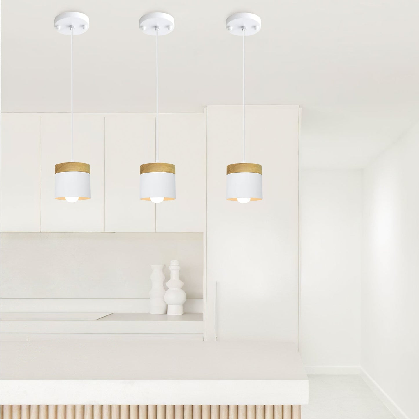 Wooden Pendant Light | 4.33 x 4.72 in | Minimalist Cylindrical Lamp | Elegant Nordic Home Decor | Brick by Brick