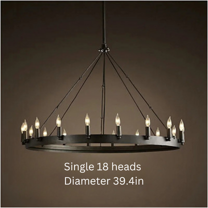 Vintage Industrial Iron Pendant Lamp | 12 - 33 Heads | Round Retro Chandelier | LED Compatible Droplight for Home Café Restaurant | Brick by Brick