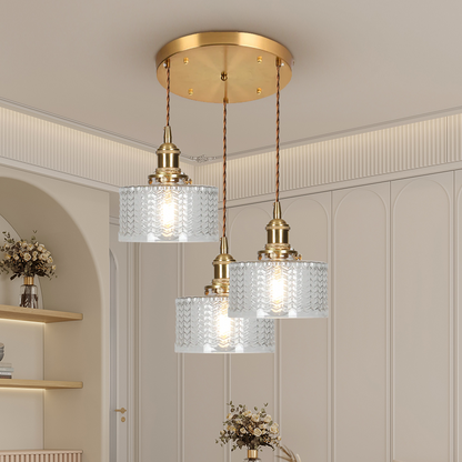 Cylinder Glass Pendant Light | Vintage Elegance | Adjustable Height 59" | Warm Glow for Modern Homes | Brick by Brick