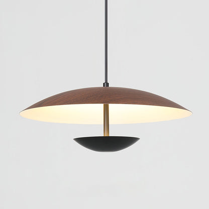 Nordic LED Frisbee Pendant Light | 13.8/17.7" x 4.7 in | Wood & Brown | Metal fixture | Brick by Brick