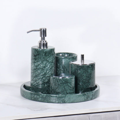 Marble Bathroom Set | 6-Piece Vanity Accessories | Solid Stone & Metal Accents | Brick by Brick