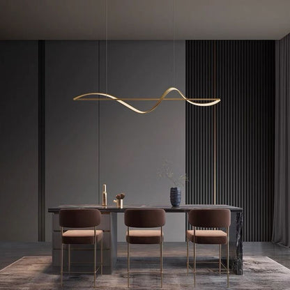 Wave-Style Linear LED Pendant Light |  39.4″ and 47.2″ | Minimalist Black or Gold | Brick by Brick