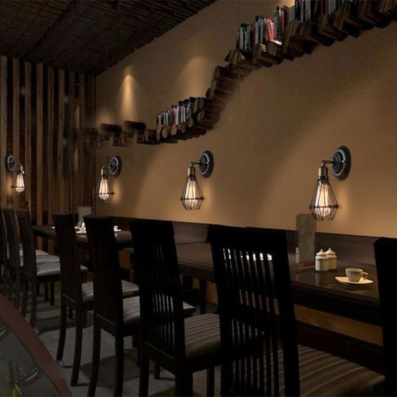 Alessio Industrial Lantern Wall Lamp | 5.5 x 7 x 11 in | Black or Rust Metal Finish | E26 Socket | Brick by Brick