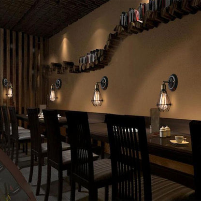 Alessio Industrial Lantern Wall Lamp | 5.5 x 7 x 11 in | Black or Rust Metal Finish | E26 Socket | Brick by Brick
