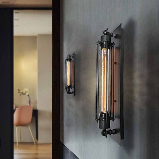 Cylinder Wall Lamp | 4 x 18.5 in | Metal Indoor Lighting | Black, Red, Silver, Gold | Modern Fixture | Brick by Brick