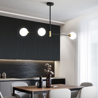 Linear Pendant Light | D 33.5 or 39.3 in | Multi-Head Glass & Metal Fixture | Adjustable Design | Brick by Brick