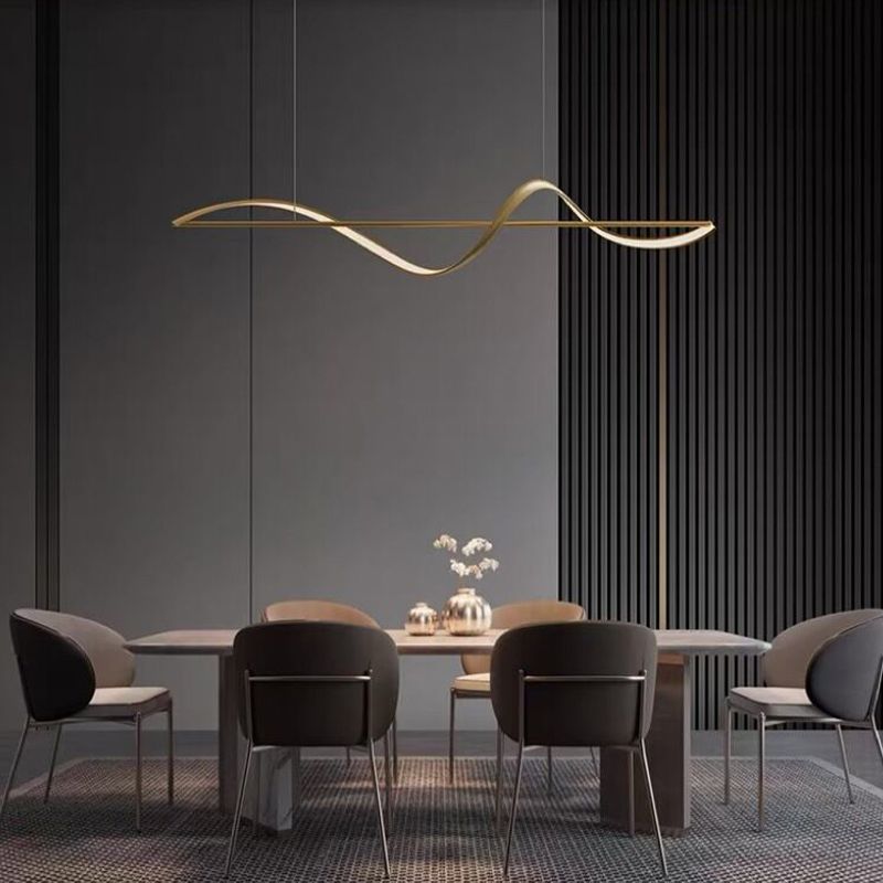 Wave-Style Linear LED Pendant Light |  39.4″ and 47.2″ | Minimalist Black or Gold | Brick by Brick