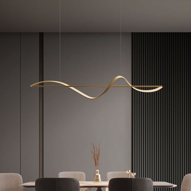 Wave-Style Linear LED Pendant Light |  39.4″ and 47.2″ | Minimalist Black or Gold | Brick by Brick