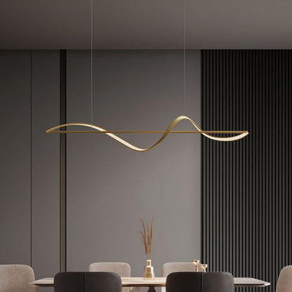 Wave-Style Linear LED Pendant Light |  39.4″ and 47.2″ | Minimalist Black or Gold | Brick by Brick