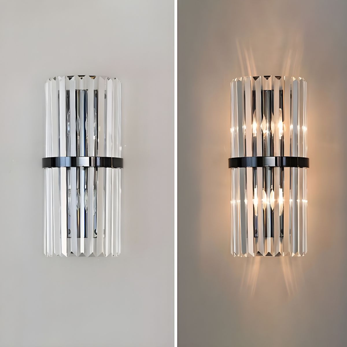 Luxurious Crystal Wall Light | Stainless Steel  | Contemporary Living Room Sconce | Brick by Brick