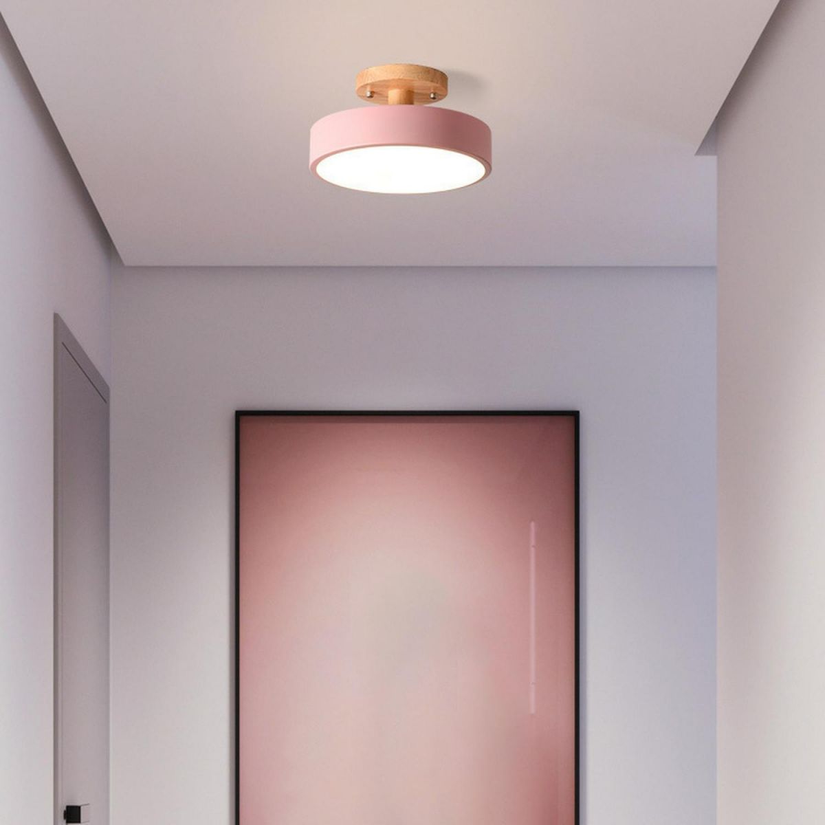 Industrial LED Ceiling Light | Wood & Iron Fixture | 12W Energy-Saving Lamp | 7.09x3.94 in | Brick by Brick