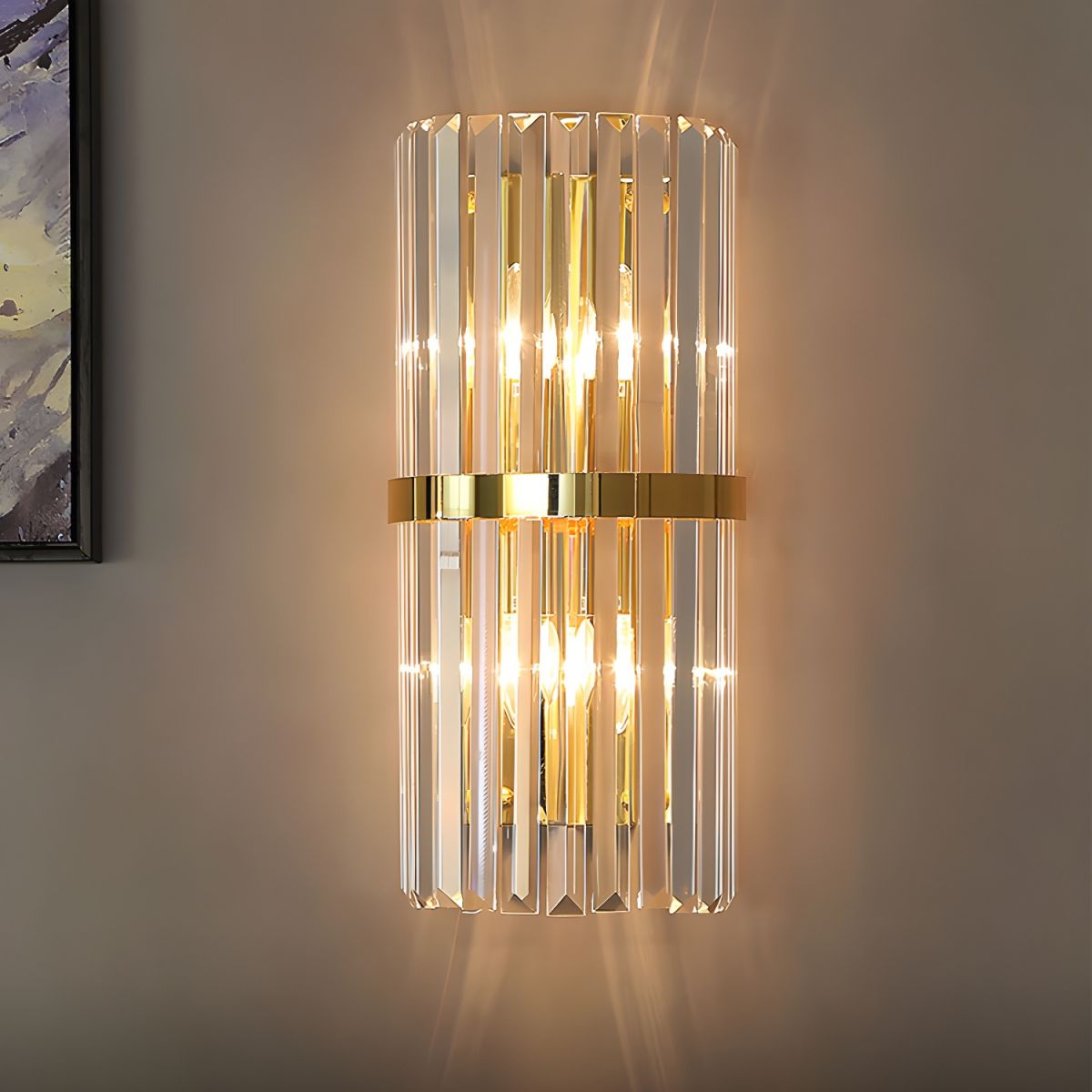 Luxurious Crystal Wall Light | Stainless Steel  | Contemporary Living Room Sconce | Brick by Brick