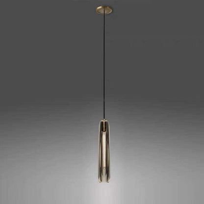 Small Glass Chandelier Pendant | 2.7 x 14.9 in | Brass LED Accent Lighting | Compact & Elegant | Brick by Brick