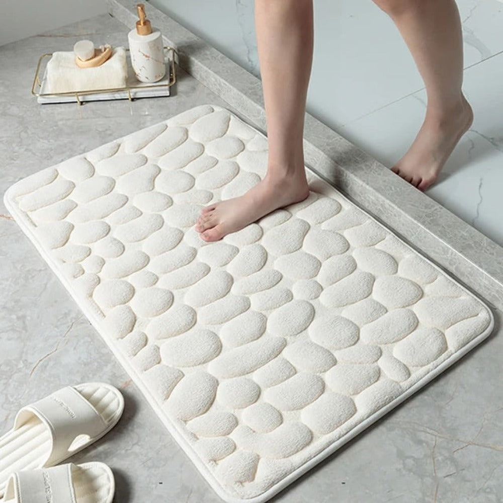 Non Slip Bathroom Mat | Memory Foam Cobblestone Rug, Soft Cushioned & Machine Washable | Brick by Brick