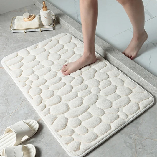 Non Slip Bathroom Mat | Memory Foam Cobblestone Rug, Soft Cushioned & Machine Washable | Brick by Brick
