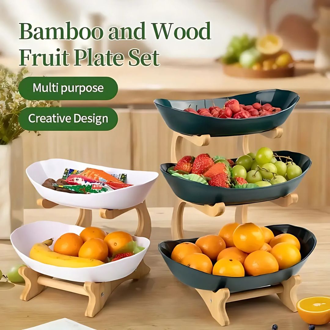 2 & 3 Tier Oval Fruit Bowl | 8.7 - 13.8 in | Space-Saving Fruit Stand | Modern Kitchen Storage Organizer | Brick by Brick