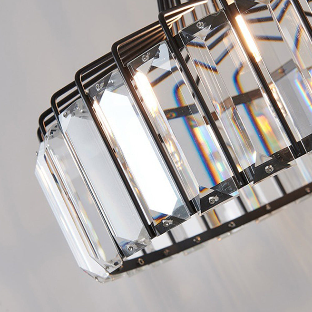 Black Crystal Pendant Light | Sleek Black Finish | Shimmering Crystal Accents | Statement Lighting | Brick by Brick
