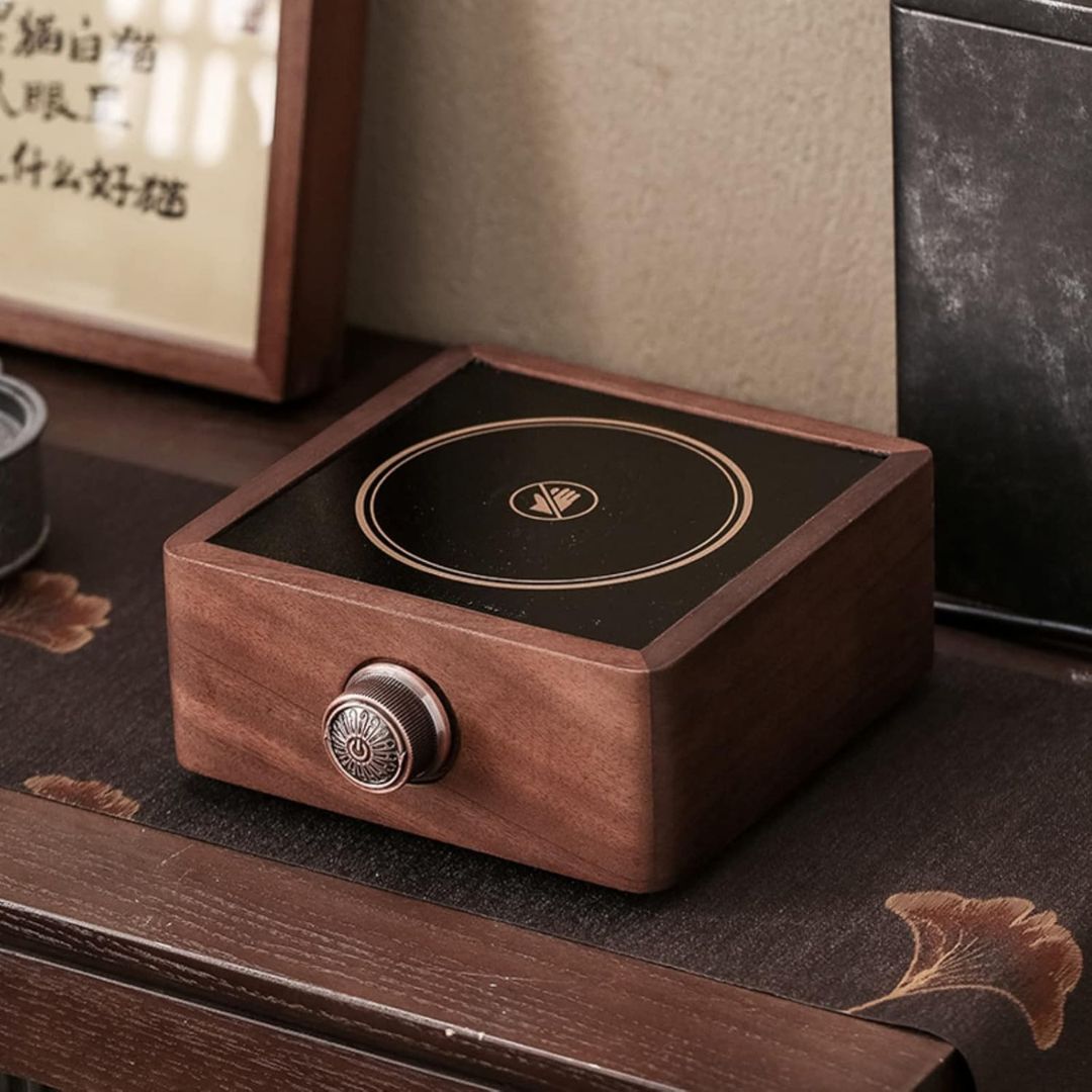 Walnut Electronic Tea Stove | 7.0 in × 6.4 in × 2.9 in | Adjustable Heating | Far-Infrared | Brick by Brick