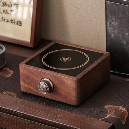 Walnut Electronic Tea Stove | 7.0 in × 6.4 in × 2.9 in | Adjustable Heating | Far-Infrared | Brick by Brick