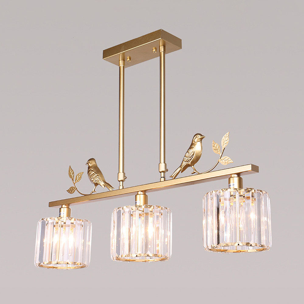 Birdie Crystal Island Chandelier | Multi-Head Pendant | 26.77 x 27.56 in | Elegant Long Chandelier | Brick by Brick