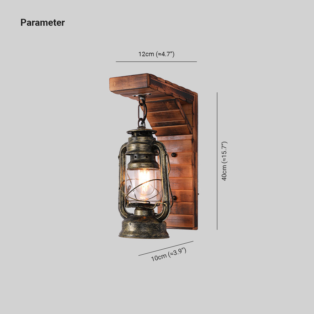 Rustic Lantern Wall Lamp | 4.7x15.7" | Pine Wood & Metal | E27 LED Compatible | Brick by Brick