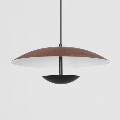 Nordic LED Frisbee Pendant Light | 13.8/17.7" x 4.7 in | Wood & Brown | Metal fixture | Brick by Brick