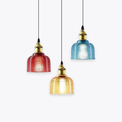Retro Glass Pendant Light | 5.9 x 7.9 in | Industrial Loft Design | Colorful Glass Shades | E27 Bulb | Adjustable Cord | Brick by Brick