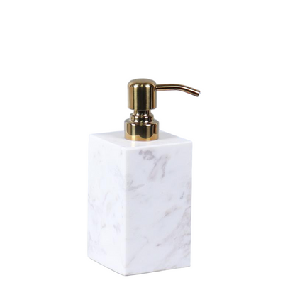 Marble Soap Dispenser |  2.8 in × 7.1 in | Solid Stone Base | Metal Pump | Brick by Brick