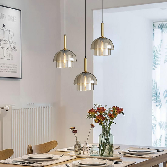 Glass Dome Pendant Light | Ceiling Light Fixture | H7.09-11.02 in | Modern Glass & Metal | Adjustable Hanging | Brick by Brick
