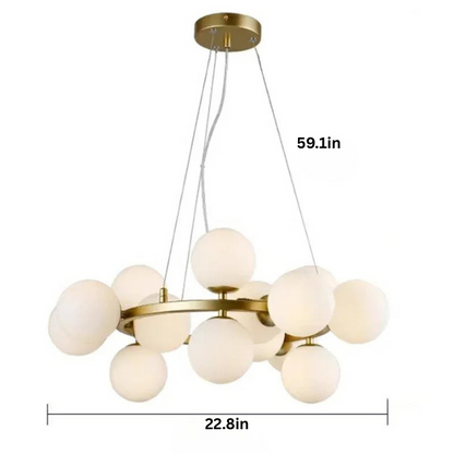 Modern Glass Pendant Chandelier | H59 in | LED Ceiling Light | Adjustable Hanging Lamp with Remote | Dimmable Indoor Lighting | Brick by Brick